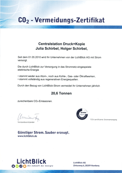 CO2 Vermeidungszertifikat
